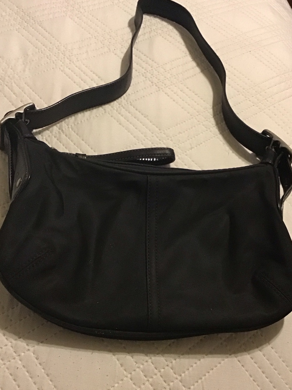 Naylon Coach Black Shoulder Bag with Adjustable Strap